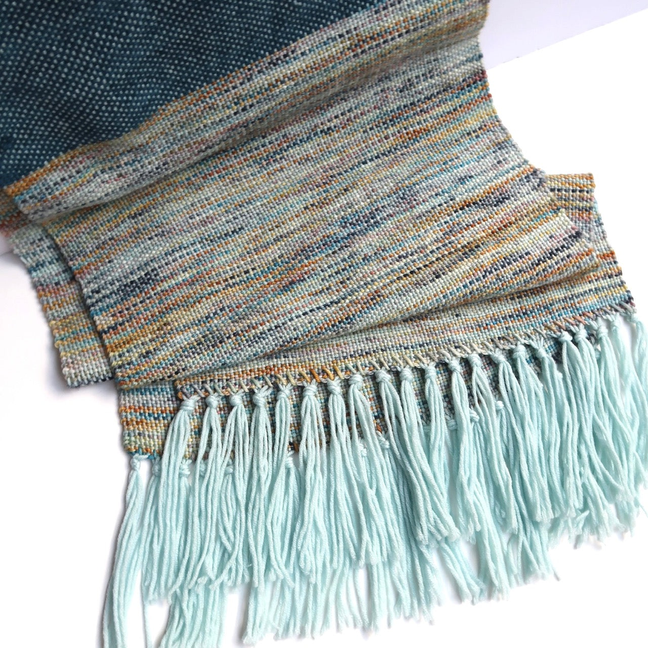 Ocean Blues Handwoven Wool Scarf