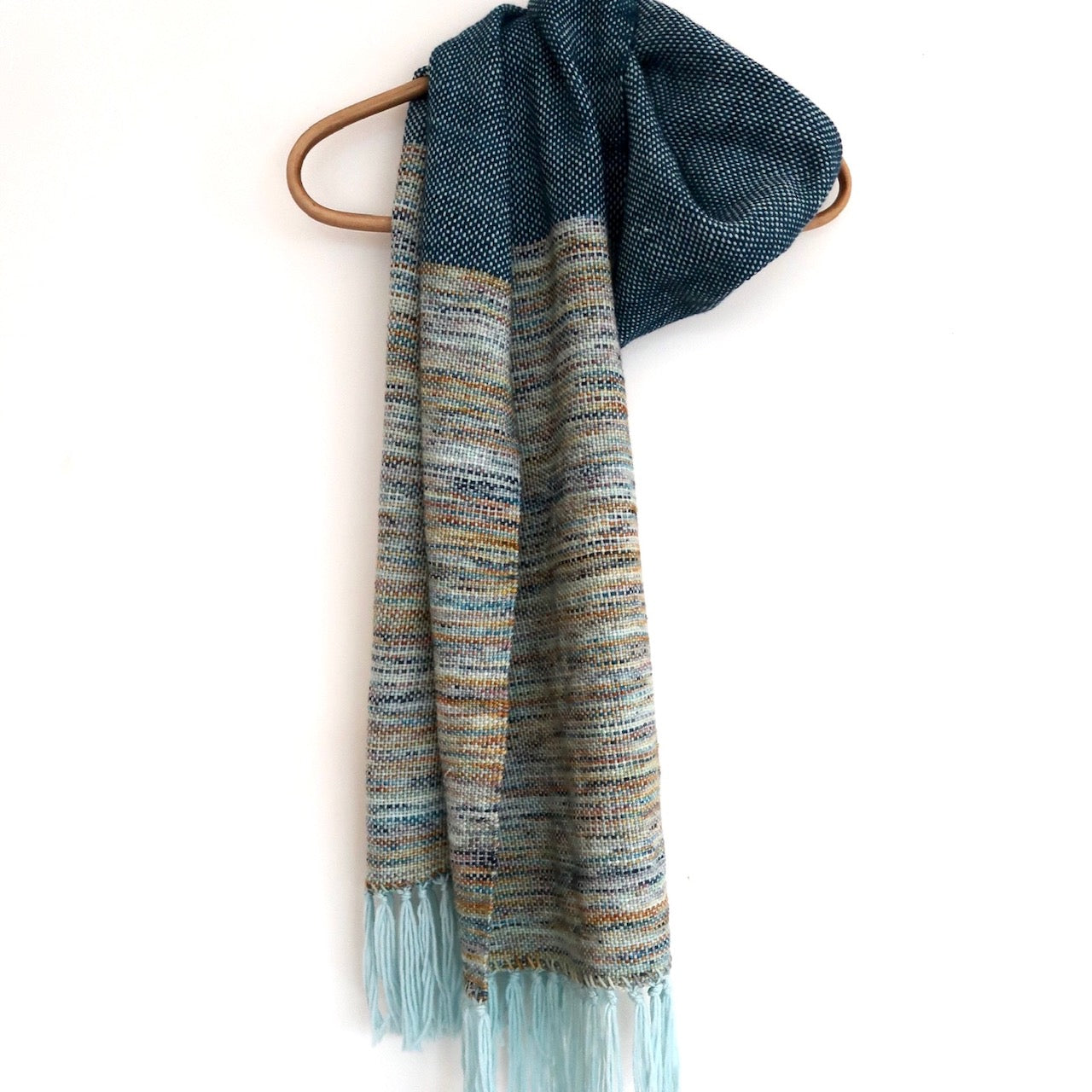 Ocean Blues Handwoven Wool Scarf