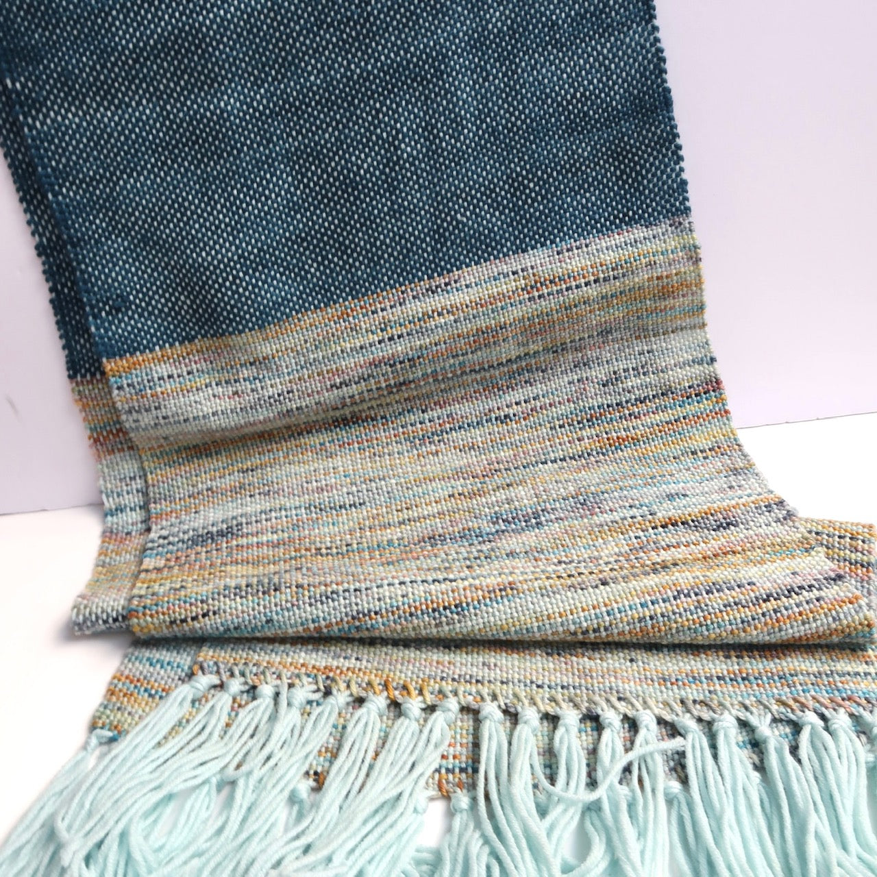 Ocean Blues Handwoven Wool Scarf