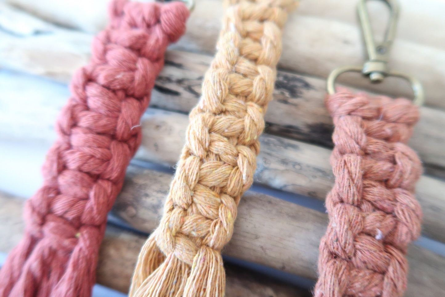 Macrame Keyrings - Black, Rust, Butter, Amber