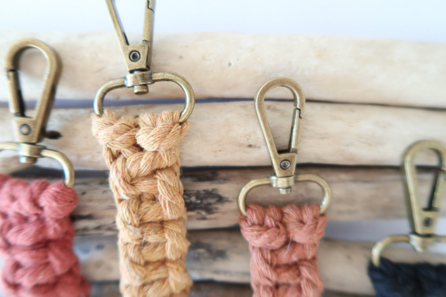 Macrame Keyrings - Black, Rust, Butter, Amber